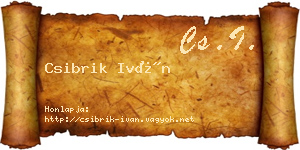 Csibrik Iván névjegykártya